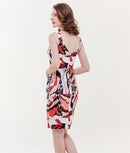 [送料無料][GINZA COUTURE]オレンジ・ブルー・タイト・ジオメトリック柄・プリント・ミニドレス・ワンピース[大きいサイズあり] [e31202]