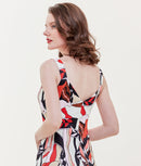 [送料無料][GINZA COUTURE]オレンジ・ブルー・タイト・ジオメトリック柄・プリント・ミニドレス・ワンピース[大きいサイズあり] [e31202]