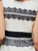 ホワイト×ブラック/ポイントレース/ノースリーブ/タイト/ミニドレス/ワンピース/H18044