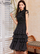 ERUKEI/L1208/ワンピース/パーティ/結婚式/二次会/ナイトドレス/キャバドレス/ミディアムドレス/ドット柄