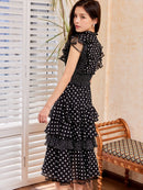 ERUKEI/L1208/ワンピース/パーティ/結婚式/二次会/ナイトドレス/キャバドレス/ミディアムドレス/ドット柄