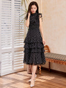 ERUKEI/L1208/ワンピース/パーティ/結婚式/二次会/ナイトドレス/キャバドレス/ミディアムドレス/ドット柄