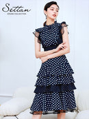 ERUKEI/L1208/ワンピース/パーティ/結婚式/二次会/ナイトドレス/キャバドレス/ミディアムドレス/ドット柄