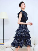 ERUKEI/L1208/ワンピース/パーティ/結婚式/二次会/ナイトドレス/キャバドレス/ミディアムドレス/ドット柄