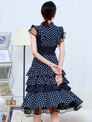 ERUKEI/L1208/ワンピース/パーティ/結婚式/二次会/ナイトドレス/キャバドレス/ミディアムドレス/ドット柄
