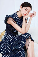 ERUKEI/L1208/ワンピース/パーティ/結婚式/二次会/ナイトドレス/キャバドレス/ミディアムドレス/ドット柄