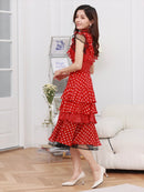 ERUKEI/L1208/ワンピース/パーティ/結婚式/二次会/ナイトドレス/キャバドレス/ミディアムドレス/ドット柄