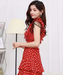 ERUKEI/L1208/ワンピース/パーティ/結婚式/二次会/ナイトドレス/キャバドレス/ミディアムドレス/ドット柄