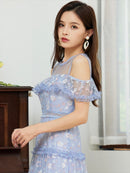 ERUKEI |S2511/ワンピース/パーティ/結婚式/二次会/オープンショルダー