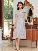 ERUKEI/S2520/ワンピース/パーティ/結婚式/二次会/ミディアムドレス/チェック/KT