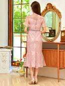 ERUKEI|S2521/ワンピース/パーティ/結婚式/二次会/ミディアムドレス