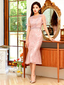 ERUKEI|S2521/ワンピース/パーティ/結婚式/二次会/ミディアムドレス