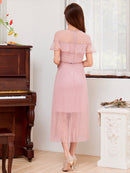 ERUKEI/S2533/SETTAN/ワンピース/パーティ/結婚式/二次会/ミディアムドレス/スカートプリーツ/Aライン