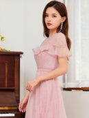 ERUKEI/S2533/SETTAN/ワンピース/パーティ/結婚式/二次会/ミディアムドレス/スカートプリーツ/Aライン