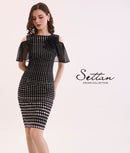 ERUKEI/S31247/タイト/ワンピース/パーティ/結婚式/二次会/ミニドレス/オープンショルダー