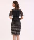 ERUKEI/S31247/タイト/ワンピース/パーティ/結婚式/二次会/ミニドレス/オープンショルダー