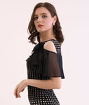 ERUKEI/S31247/タイト/ワンピース/パーティ/結婚式/二次会/ミニドレス/オープンショルダー