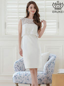 ERUKEI/E23041/エルケイ/ワンピース/ノースリーブ/レース/タイト/スリット/ミディアムドレス/