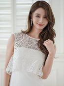 ERUKEI/E23041/エルケイ/ワンピース/ノースリーブ/レース/タイト/スリット/ミディアムドレス/