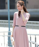 ワンピース/無地ワンピース/シンプルワンピース/大きいサイズ/ドレス/パーティドレス/結婚式/二次会/同窓会/haremode/419004