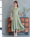 ワンピース/ワンカラーワンピース/シンプルワンピース/ロングワンピース/ドレス/パーティドレス/結婚式/二次会/同窓会/haremode/321148