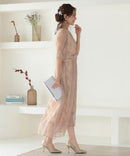 総レースウエストモチーフベルトドレス|321160|フォーマルドレス|パーティドレス|ロングドレス|ワンピース