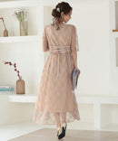 総レースウエストモチーフベルトドレス|321160|フォーマルドレス|パーティドレス|ロングドレス|ワンピース