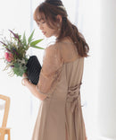 レース切替えミディ丈ドレス/321165/パーティドレス/ワンピース/レース/結婚式/二次会/同窓会