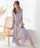 レース切替えミディ丈ドレス/321165/パーティドレス/ワンピース/レース/結婚式/二次会/同窓会