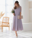 レース切替えミディ丈ドレス/321165/パーティドレス/ワンピース/レース/結婚式/二次会/同窓会