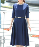 ワンピース/無地ワンピース/シンプルワンピース/大きいサイズ/ドレス/パーティドレス/結婚式/二次会/同窓会/haremode/419004