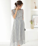 総レースウエストモチーフベルトドレス|321160|フォーマルドレス|パーティドレス|ロングドレス|ワンピース