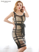 [ワンピース]JEAN MACLEAN|15721/リボン/膝丈/レース/ドット/チュール/タイト/ミディアムドレス/ミニドレス /キャバドレス