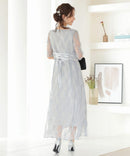 総レースウエストモチーフベルトドレス|321160|フォーマルドレス|パーティドレス|ロングドレス|ワンピース