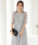 総レースウエストモチーフベルトドレス|321160|フォーマルドレス|パーティドレス|ロングドレス|ワンピース