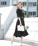 ワンピース/無地ワンピース/シンプルワンピース/大きいサイズ/ドレス/パーティドレス/結婚式/二次会/同窓会/haremode/419004