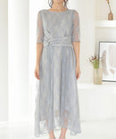 総レースウエストモチーフベルトドレス|321160|フォーマルドレス|パーティドレス|ロングドレス|ワンピース