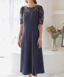 レース切替えミディ丈ドレス/321165/パーティドレス/ワンピース/レース/結婚式/二次会/同窓会