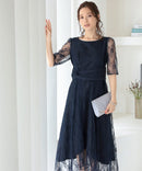 総レースウエストモチーフベルトドレス|321160|フォーマルドレス|パーティドレス|ロングドレス|ワンピース