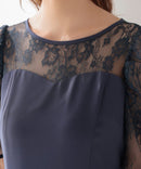 レース切替えミディ丈ドレス/321165/パーティドレス/ワンピース/レース/結婚式/二次会/同窓会