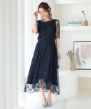 総レースウエストモチーフベルトドレス|321160|フォーマルドレス|パーティドレス|ロングドレス|ワンピース