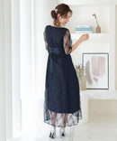 総レースウエストモチーフベルトドレス|321160|フォーマルドレス|パーティドレス|ロングドレス|ワンピース