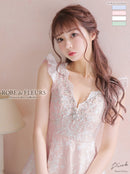 fm2484/ROBEdeFLEURS/袖ありドレス/ナイトドレス/キャバドレス/ミニドレス/フリルスカート/ワンカラー/ワンピース/ドレス