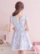 fm2484/ROBEdeFLEURS/袖ありドレス/ナイトドレス/キャバドレス/ミニドレス/フリルスカート/ワンカラー/ワンピース/ドレス