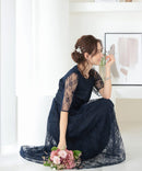 総レースウエストモチーフベルトドレス|321160|フォーマルドレス|パーティドレス|ロングドレス|ワンピース