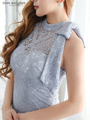 【JEAN MACLEAN/ジャンマクレーン】/25765/ナイトドレス/キャバドレス/ミディアムドレス/ドレス/ワンピース/ひざ丈/ハイネック/総レース