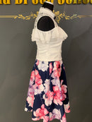 M-49/ ワンピース/ミニドレス/フラワープリント/フリルスカート/レース/袖なしドレス/プチプラドレス