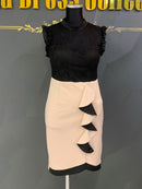 M-54/ワンピース/レース/ミニドレス/袖なしドレス/ツーカラー