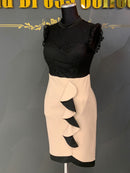 M-54/ワンピース/レース/ミニドレス/袖なしドレス/ツーカラー