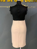 M-54/ワンピース/レース/ミニドレス/袖なしドレス/ツーカラー